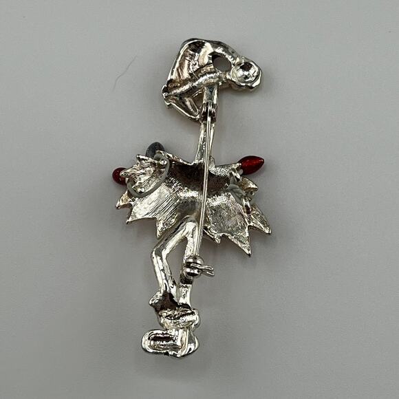 Vintage Christmas Flamingo in Santa Hat with Lights and Boots Brooch Pin - Picture 2 of 3